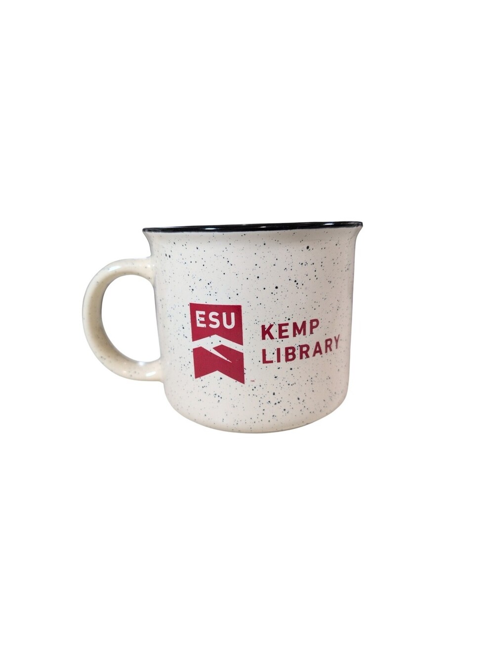 ESU East Stroudsburg University Kemp Library Ceramic Campfire Mug 15oz Cream Red